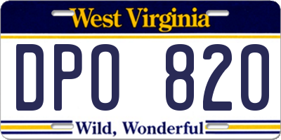 WV license plate DPO820