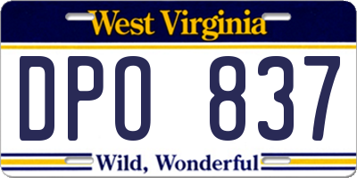 WV license plate DPO837