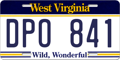 WV license plate DPO841