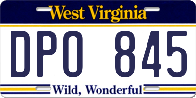 WV license plate DPO845