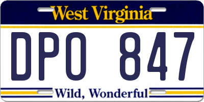 WV license plate DPO847