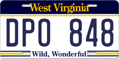 WV license plate DPO848