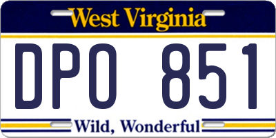 WV license plate DPO851
