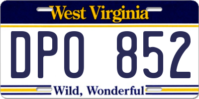 WV license plate DPO852