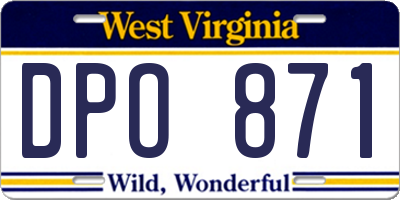 WV license plate DPO871