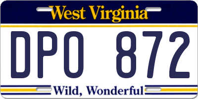 WV license plate DPO872