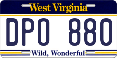 WV license plate DPO880