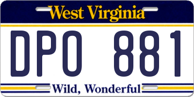 WV license plate DPO881