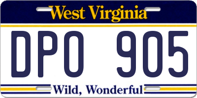 WV license plate DPO905