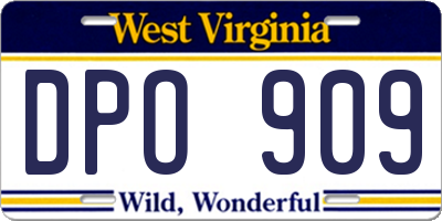 WV license plate DPO909