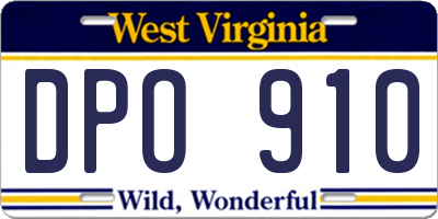 WV license plate DPO910