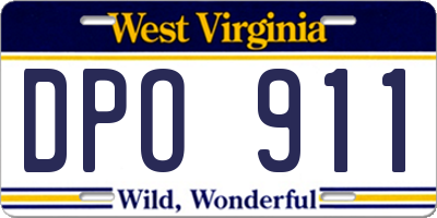WV license plate DPO911