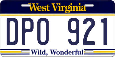 WV license plate DPO921