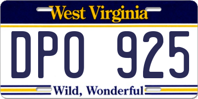 WV license plate DPO925