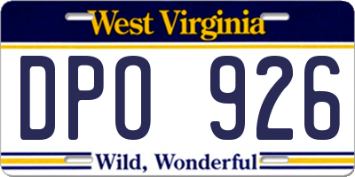WV license plate DPO926