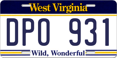WV license plate DPO931