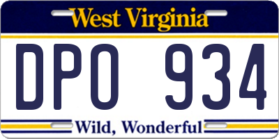 WV license plate DPO934