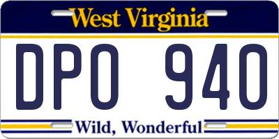 WV license plate DPO940