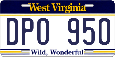 WV license plate DPO950