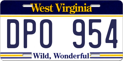 WV license plate DPO954