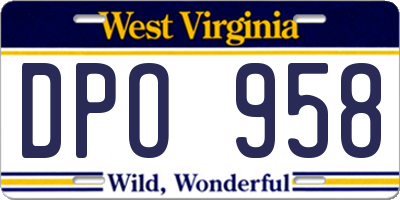 WV license plate DPO958