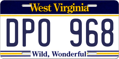 WV license plate DPO968