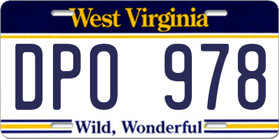WV license plate DPO978
