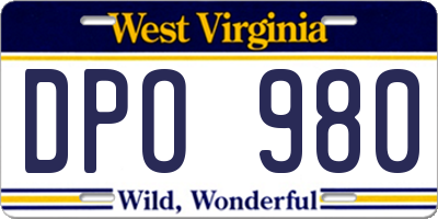 WV license plate DPO980