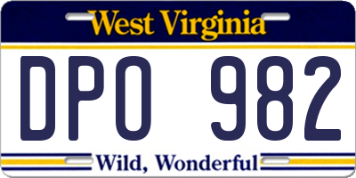 WV license plate DPO982