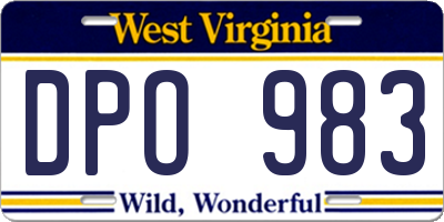 WV license plate DPO983