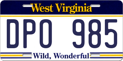 WV license plate DPO985