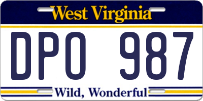 WV license plate DPO987