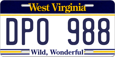 WV license plate DPO988