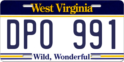 WV license plate DPO991