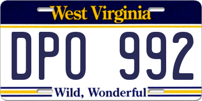 WV license plate DPO992