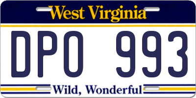 WV license plate DPO993