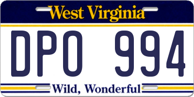 WV license plate DPO994