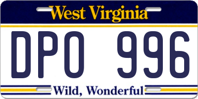 WV license plate DPO996