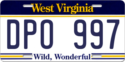 WV license plate DPO997