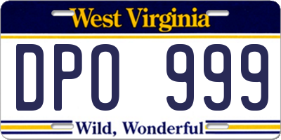 WV license plate DPO999