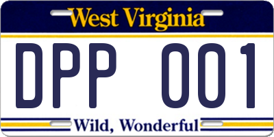 WV license plate DPP001