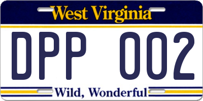 WV license plate DPP002