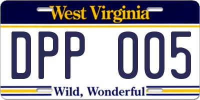 WV license plate DPP005