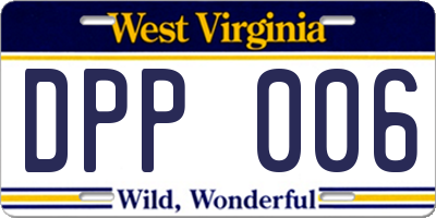 WV license plate DPP006