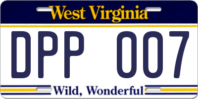 WV license plate DPP007