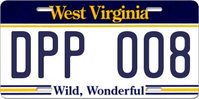 WV license plate DPP008