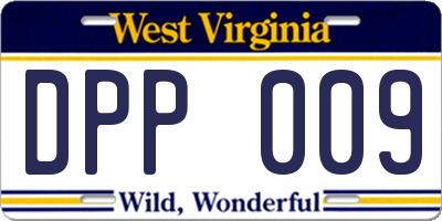 WV license plate DPP009