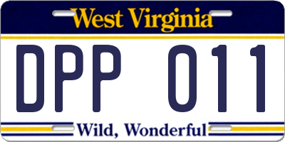 WV license plate DPP011