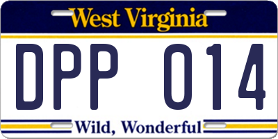 WV license plate DPP014