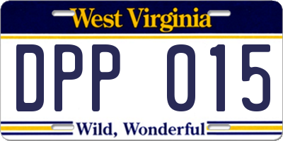 WV license plate DPP015